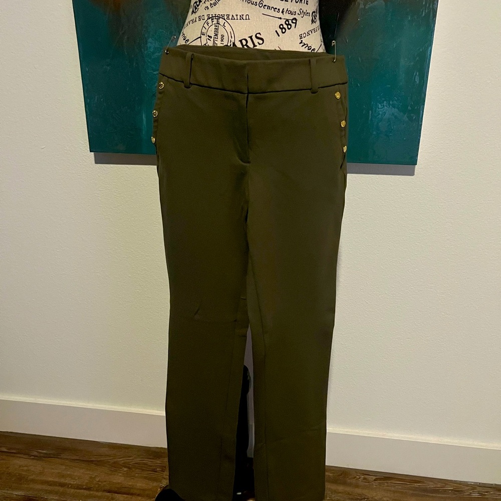 Anne Klein Olive Green Straight Leg dress Slacks